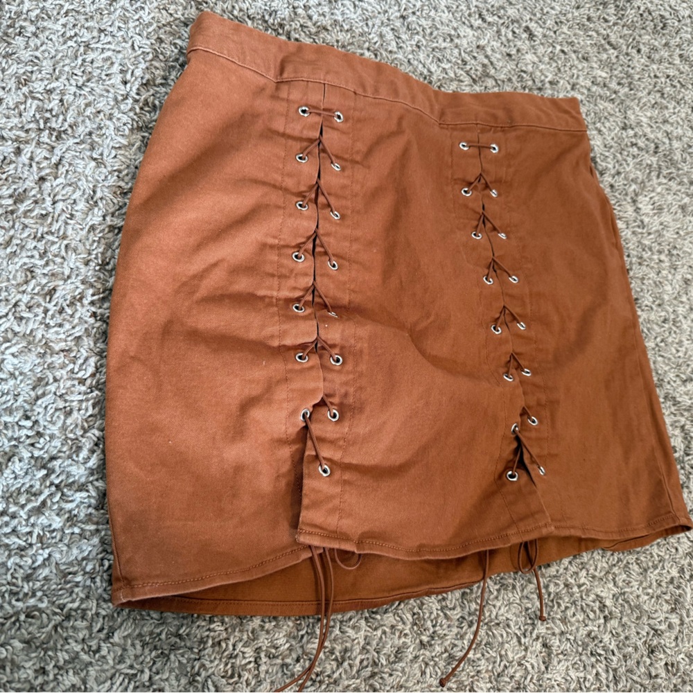 Able Rust Lace-Up Skirt
